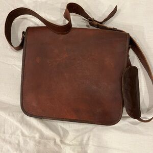 Oiled Leather Brown Leather Messenger Bag